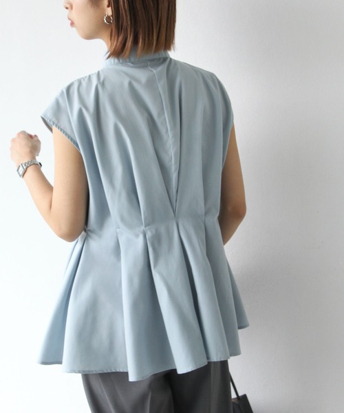 Chillfar（チルファー）の「ウエストタックスタンドカラーブラウス（シャツ/ブラウス・レディース・ブルーグレー/ブラック/オフホワイト・FREE）」の16枚目の写真