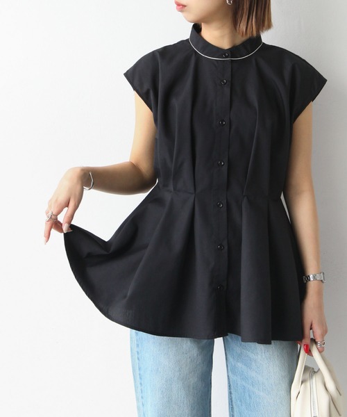 Chillfar（チルファー）の「ウエストタックスタンドカラーブラウス（シャツ/ブラウス・レディース・ブルーグレー/ブラック/オフホワイト・FREE）」の18枚目の写真