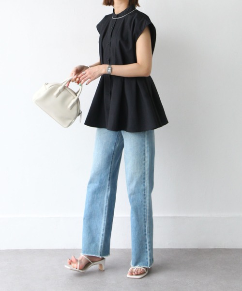 Chillfar（チルファー）の「ウエストタックスタンドカラーブラウス（シャツ/ブラウス・レディース・ブルーグレー/ブラック/オフホワイト・FREE）」の5枚目の写真