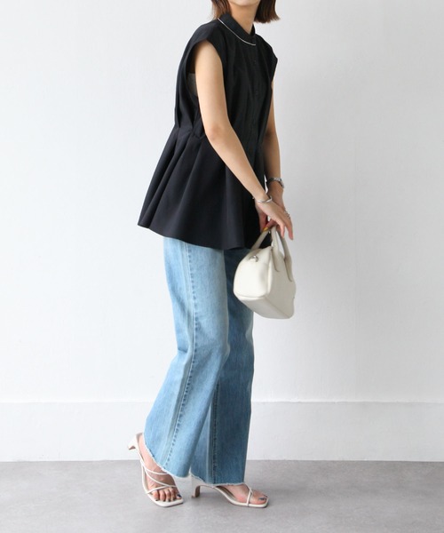 Chillfar（チルファー）の「ウエストタックスタンドカラーブラウス（シャツ/ブラウス・レディース・ブルーグレー/ブラック/オフホワイト・FREE）」の12枚目の写真