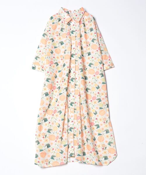 sandy（サンディー）の「【sandy】プリントシャツワンピース（ワンピース・レディース・ブルー系その他/オレンジ/グリーン/オフホワイト/グレー・FREE）」の5枚目の写真