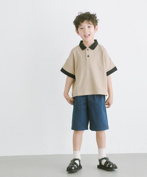 green label relaxing(グリーンレーベルリラクシング)の「TJ バイカラー カノコ ポロシャツ 110cm-130cm(ポロシャツ・キッズ・ブラック/ベージュ・120cm/130cm/110cm)」の8枚目の写真