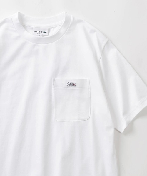 LACOSTE(ラコステ)の「【LACOSTE/ラコステ】クロコエンブレム アウトライン クロックポケット 半袖Tシャツ/ブランドロゴワッペンポケT(Tシャツ/カットソー・メンズ・ホワイト/ネイビー/ベージュ・M/L)」の2枚目の写真