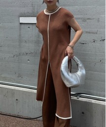 Ameri | COLOR COMBINATION LONG KNIT TOP(ニット/セーター)