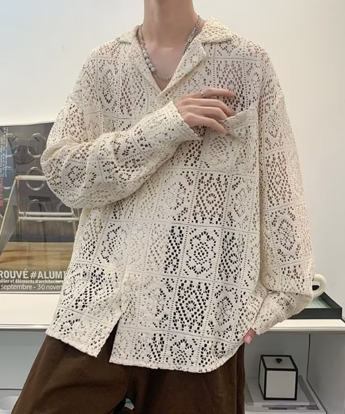 MGV（エムジーヴィー）の「ルーズレースシャツ（シャツ/ブラウス・メンズ・ブラック/ホワイト・MEDIUM/X-LARGE/LARGE）」の10枚目の写真