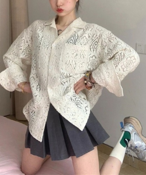 MGV（エムジーヴィー）の「ルーズレースシャツ（シャツ/ブラウス・メンズ・ブラック/ホワイト・MEDIUM/X-LARGE/LARGE）」の5枚目の写真