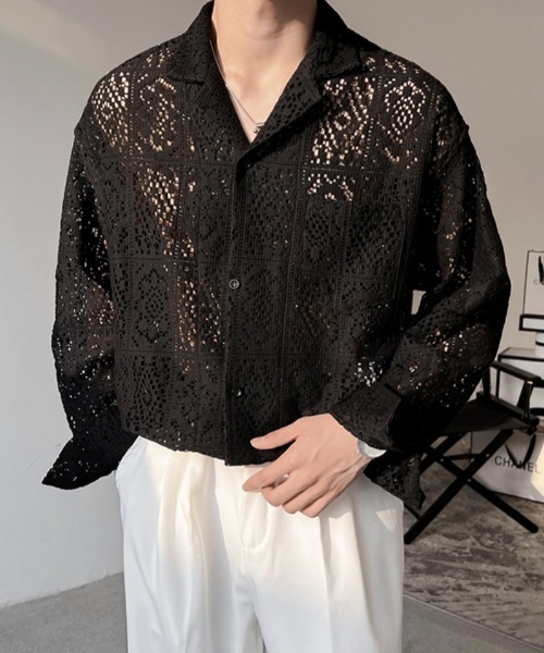 MGV（エムジーヴィー）の「ルーズレースシャツ（シャツ/ブラウス・メンズ・ブラック/ホワイト・MEDIUM/X-LARGE/LARGE）」の17枚目の写真