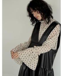 Re:EDIT | [2023A/W PRE ORDER]ドットor無地キャンディスリーブシアーブラウス(シャツ/ブラウス)