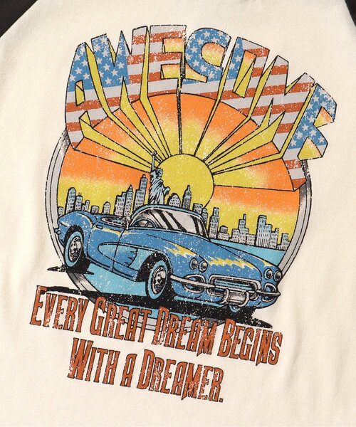 BREEZE（ブリーズ）の「ヴィンテージカー ラグランロンT（Tシャツ/カットソー・キッズ・オフホワイト/チャコール・100/90/120/80/110/130/140）」の9枚目の写真