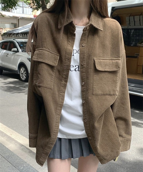 LYEON(リヨン)の「バックハート刺繍コーデュロイルーズシャツ(シャツ/ブラウス・レディース・ベージュ/ブラウン/ピンク・FREE)」の19枚目の写真