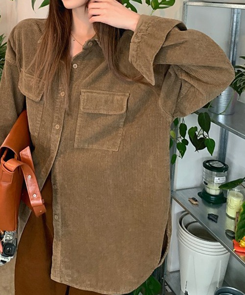 LYEON(リヨン)の「バックハート刺繍コーデュロイルーズシャツ(シャツ/ブラウス・レディース・ベージュ/ブラウン/ピンク・FREE)」の22枚目の写真