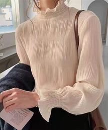 楊柳シフォンシャーリングブラウス