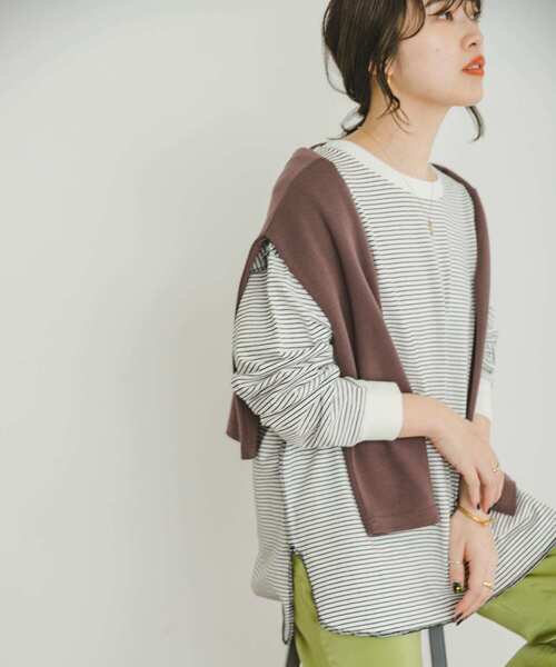 ITEMS URBANRESEARCH（アイテムズ アーバンリサーチ）の「ラウンドロングTシャツ（Tシャツ/カットソー・レディース・ホワイト系その他/オレンジ/ブラック系その他・FREE）」の2枚目の写真