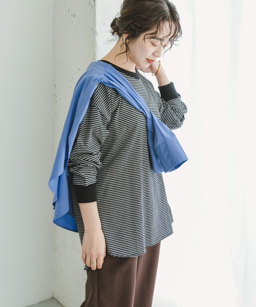 ITEMS URBANRESEARCH（アイテムズ アーバンリサーチ）の「ラウンドロングTシャツ（Tシャツ/カットソー・レディース・ホワイト系その他/オレンジ/ブラック系その他・FREE）」の3枚目の写真