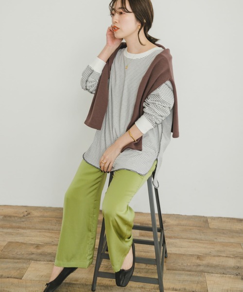 ITEMS URBANRESEARCH（アイテムズ アーバンリサーチ）の「ラウンドロングTシャツ（Tシャツ/カットソー・レディース・ホワイト系その他/オレンジ/ブラック系その他・FREE）」の13枚目の写真