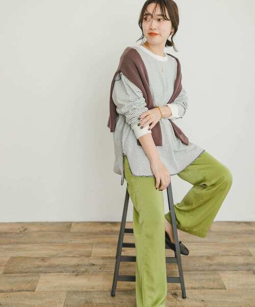 ITEMS URBANRESEARCH（アイテムズ アーバンリサーチ）の「ラウンドロングTシャツ（Tシャツ/カットソー・レディース・ホワイト系その他/オレンジ/ブラック系その他・FREE）」の14枚目の写真