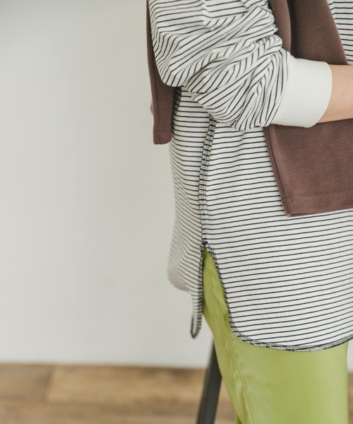 ITEMS URBANRESEARCH（アイテムズ アーバンリサーチ）の「ラウンドロングTシャツ（Tシャツ/カットソー・レディース・ホワイト系その他/オレンジ/ブラック系その他・FREE）」の15枚目の写真