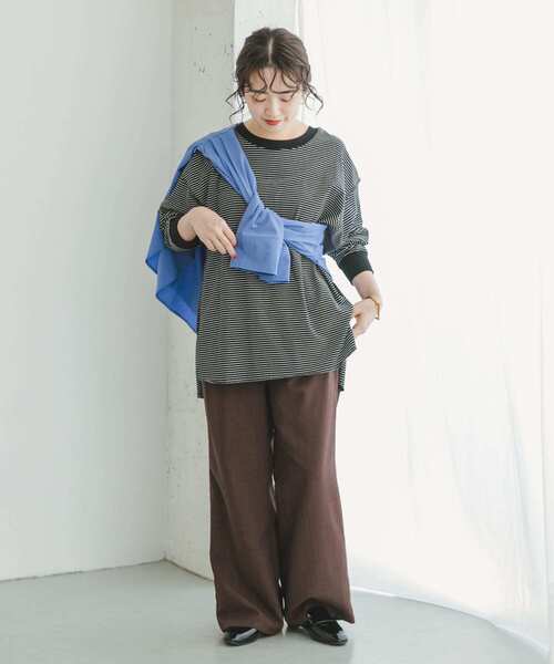 ITEMS URBANRESEARCH（アイテムズ アーバンリサーチ）の「ラウンドロングTシャツ（Tシャツ/カットソー・レディース・ホワイト系その他/オレンジ/ブラック系その他・FREE）」の18枚目の写真