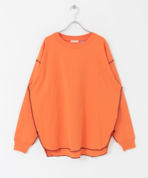 ITEMS URBANRESEARCH（アイテムズ アーバンリサーチ）の「ラウンドロングTシャツ（Tシャツ/カットソー・レディース・ホワイト系その他/オレンジ/ブラック系その他・FREE）」の6枚目の写真