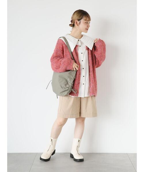 ehka sopo(エヘカソポ)の「ファンシーヤーンクルーカーディガン(カーディガン/ボレロ・レディース・オレンジ/ブラック/ベージュ・F)」の9枚目の写真