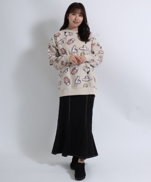 sanrio（サンリオ）の「sanrio（サンリオ）キャラクター総柄フリーススウェットトレーナー/マイメロディ シナモロール ポチャッコ ポムポムプリン クロミ（ルームウェア/パジャマ・レディース・ライトベージュ/ブラック/モカ/パープル・L/M）」の7枚目の写真