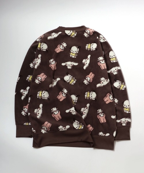 sanrio（サンリオ）の「sanrio（サンリオ）キャラクター総柄フリーススウェットトレーナー/マイメロディ シナモロール ポチャッコ ポムポムプリン クロミ（ルームウェア/パジャマ・レディース・ライトベージュ/ブラック/モカ/パープル・L/M）」の9枚目の写真