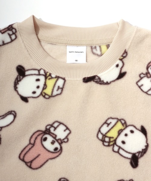 sanrio（サンリオ）の「sanrio（サンリオ）キャラクター総柄フリーススウェットトレーナー/マイメロディ シナモロール ポチャッコ ポムポムプリン クロミ（ルームウェア/パジャマ・レディース・ライトベージュ/ブラック/モカ/パープル・L/M）」の16枚目の写真