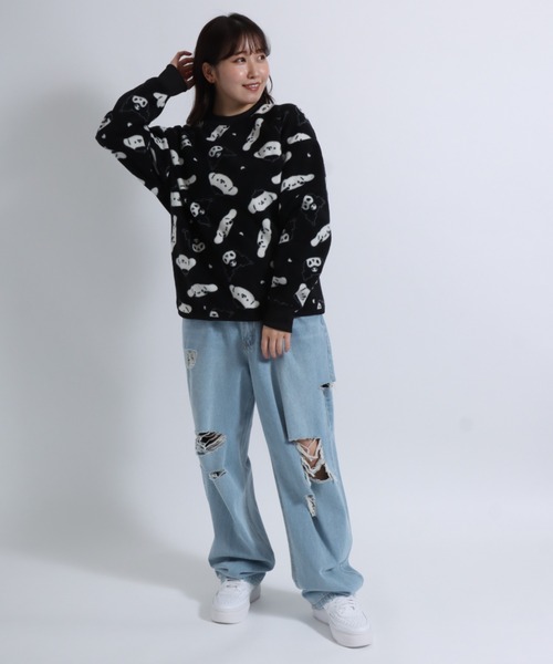 sanrio（サンリオ）の「sanrio（サンリオ）キャラクター総柄フリーススウェットトレーナー/マイメロディ シナモロール ポチャッコ ポムポムプリン クロミ（ルームウェア/パジャマ・レディース・ライトベージュ/ブラック/モカ/パープル・L/M）」の19枚目の写真