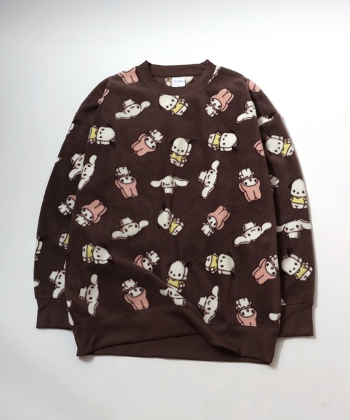 sanrio（サンリオ）の「sanrio（サンリオ）キャラクター総柄フリーススウェットトレーナー/マイメロディ シナモロール ポチャッコ ポムポムプリン クロミ（ルームウェア/パジャマ・レディース・ライトベージュ/ブラック/モカ/パープル・L/M）」の21枚目の写真