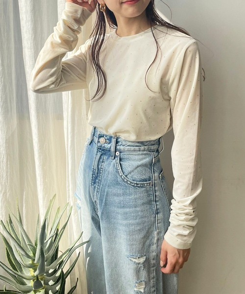 LOWRYS FARM(ローリーズファーム)の「ベロアクルーLS 980748(Tシャツ/カットソー・レディース・ブラック/ネイビー/グレー/アイボリー/グリーン・FREE)」の18枚目の写真