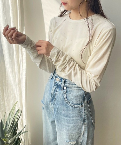 LOWRYS FARM(ローリーズファーム)の「ベロアクルーLS 980748(Tシャツ/カットソー・レディース・ブラック/ネイビー/グレー/アイボリー/グリーン・FREE)」の19枚目の写真