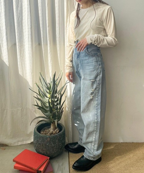 LOWRYS FARM(ローリーズファーム)の「ベロアクルーLS 980748(Tシャツ/カットソー・レディース・ブラック/ネイビー/グレー/アイボリー/グリーン・FREE)」の20枚目の写真