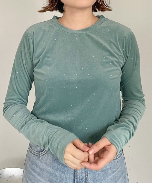LOWRYS FARM(ローリーズファーム)の「ベロアクルーLS 980748(Tシャツ/カットソー・レディース・ブラック/ネイビー/グレー/アイボリー/グリーン・FREE)」の22枚目の写真