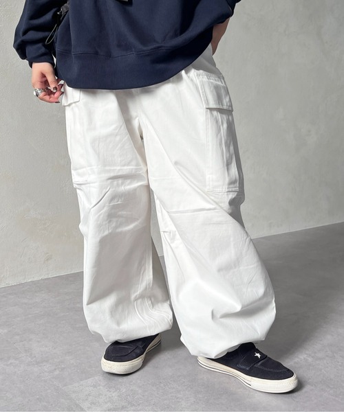 CPCM（シーピーシーエム）の「綿ツイルカーゴパンツ（カーゴパンツ・メンズ・アイボリー/カーキ/ブラック/オリーブ/チャコールグレー・FREE）」の8枚目の写真