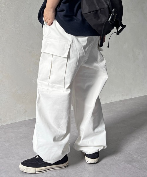 CPCM（シーピーシーエム）の「綿ツイルカーゴパンツ（カーゴパンツ・メンズ・アイボリー/カーキ/ブラック/オリーブ/チャコールグレー・FREE）」の10枚目の写真