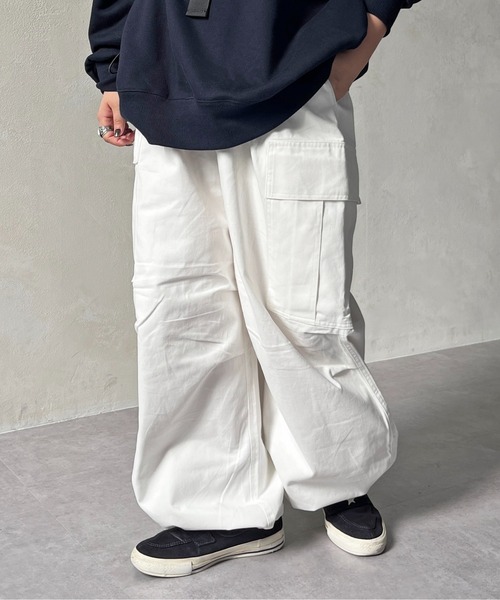 CPCM（シーピーシーエム）の「綿ツイルカーゴパンツ（カーゴパンツ・メンズ・アイボリー/カーキ/ブラック/オリーブ/チャコールグレー・FREE）」の7枚目の写真
