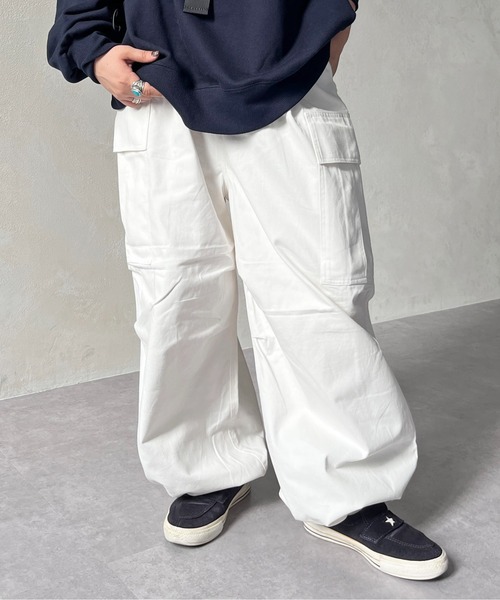 CPCM（シーピーシーエム）の「綿ツイルカーゴパンツ（カーゴパンツ・メンズ・アイボリー/カーキ/ブラック/オリーブ/チャコールグレー・FREE）」の6枚目の写真