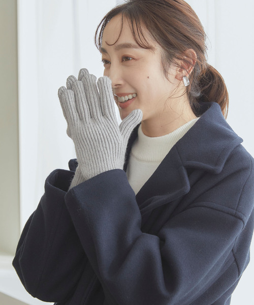 温活本舗】スマホ対応指穴あきリブ編み手袋（手袋）｜cross marche