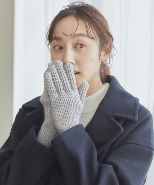 温活本舗】スマホ対応指穴あきリブ編み手袋（手袋）｜cross marche