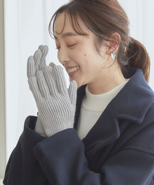 温活本舗】スマホ対応指穴あきリブ編み手袋（手袋）｜cross marche