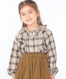 SHIPS | SHIPS KIDS:100~130cm / プリーツ カラー 長袖 チェック ブラウス(シャツ/ブラウス)