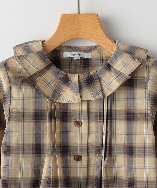 SHIPS（シップス）の「SHIPS KIDS:100～130cm / プリーツ カラー 長袖 チェック ブラウス（シャツ/ブラウス・キッズ・ベージュ・120/100/130/110）」の13枚目の写真