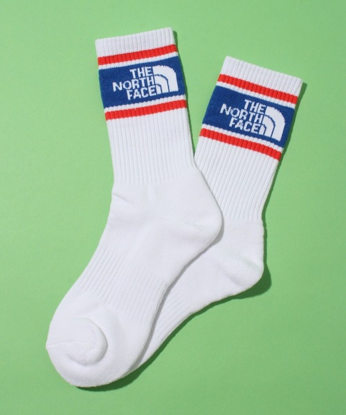 THE NORTH FACE（ザノースフェイス）の「【THE NORTH FACE/ザノースフェイス】MID SOCKS/ミッド ソックス ロゴ（ソックス/靴下・メンズ・ブラック/ホワイト×ブルー/ブラック系その他/ホワイト×グリーン・M/L）」の3枚目の写真