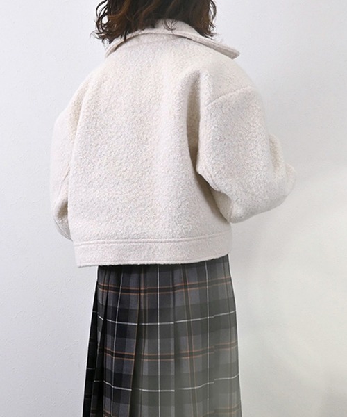 STYLEBLOCK（スタイルブロック）の「ブークレーステンカラージャケット（その他アウター・レディース・アイボリー/グレイッシュベージュ/ブラック・M）」の7枚目の写真