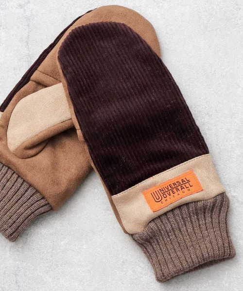 UNIVERSAL OVERALL（ユニバーサルオーバーオール）の「選べる2素材 シープボア コーデュロイ×ピーチスキン フラップ ミトングローブ（手袋・レディース・ベージュ/ブラック系その他/ブラウン系その他/ブラウン/ブラック/オフホワイト/グレー/ベージュ系その他/ホワイト系その他/ブラウン系その他2・FREE）」の8枚目の写真