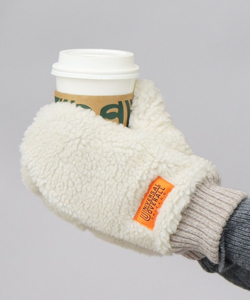 UNIVERSAL OVERALL（ユニバーサルオーバーオール）の「選べる2素材 シープボア コーデュロイ×ピーチスキン フラップ ミトングローブ（手袋・レディース・ベージュ/ブラック系その他/ブラウン系その他/ブラウン/ブラック/オフホワイト/グレー/ベージュ系その他/ホワイト系その他/ブラウン系その他2・FREE）」の2枚目の写真