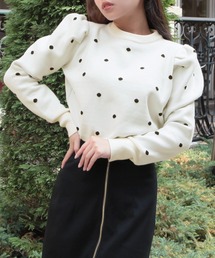 JULIA BOUTIQUE（ジュリアブティック）の「ドット柄 パワショル ニットトップス（ニット/セーター）」