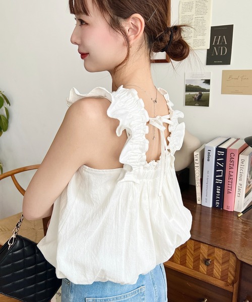 moment+（モーメントプラス）の「コットンワッシャーフリルショルダー