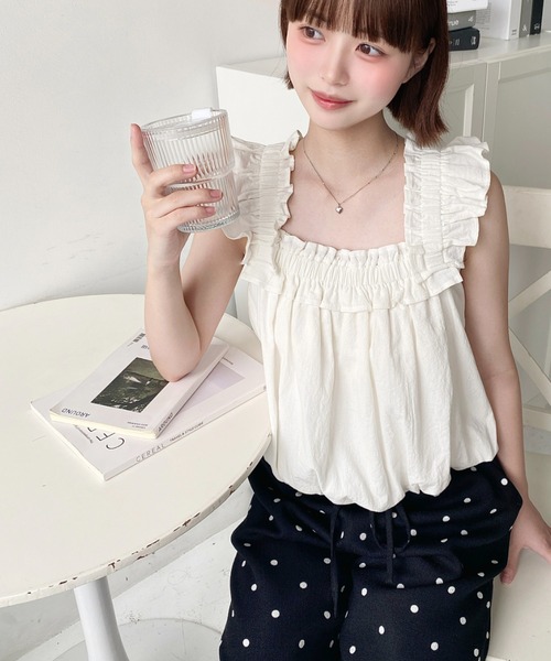 moment+（モーメントプラス）の「コットンワッシャーフリルショルダー