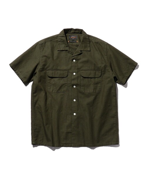 BEAMS PLUS（ビームスプラス）の「BEAMS PLUS /  ガーメントダイ パナマ ショートスリーブ オープンカラー シャツ（シャツ/ブラウス・メンズ・ピンク系その他/グリーン系その他/オリーブ/サンドベージュ・LARGE/MEDIUM/SMALL/X-LARGE）」の3枚目の写真